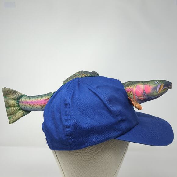 3D Fish Snapback 5 Panel Cap Blue One Size Adjustable Outdoor Cotton - Picture 5 of 9